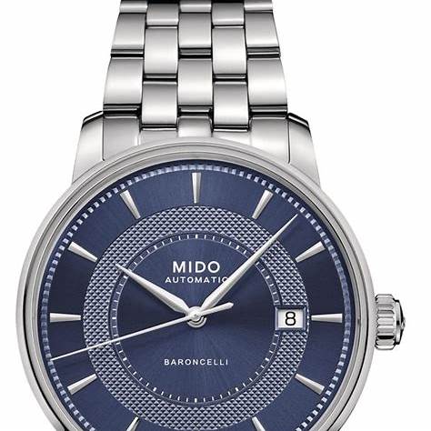 Mido Baroncelli Signature M037.407.11.041.01 Montre automatique pour hommes - cadran bleu, bracelet en acier inoxydable