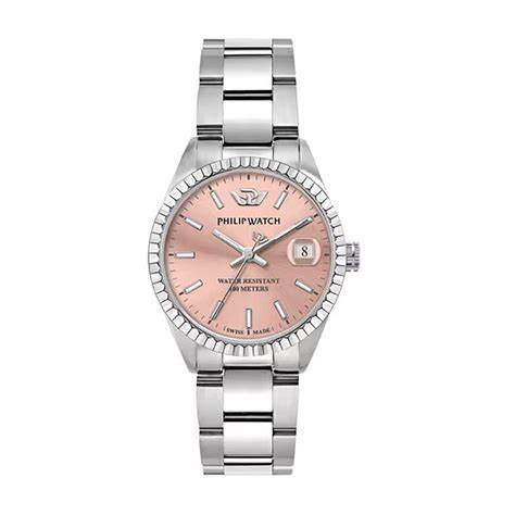 Philip Watch Caribe R8253597587 Damen Quarzuhr - Edelstahl, rosa Zifferblatt