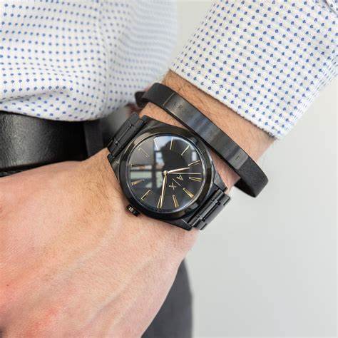 Armani Exchange AX7102 Men's Black Stainless Steel Watch & Bracelet Gift Set