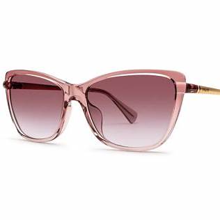 Ralph by Ralph Lauren RA5308U 6125/8H Lunettes de soleil œil de chat pour femme - monture rose transparent brillant, verres dégradés violet foncé