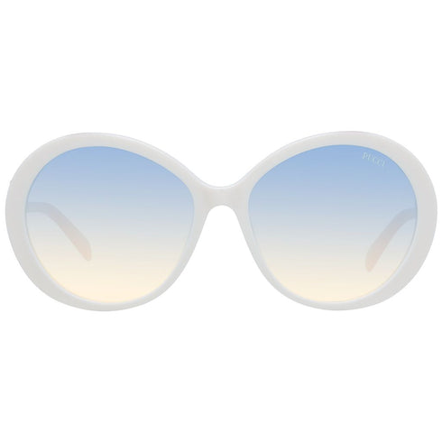 Emilio Pucci EP0164 5825P Lunettes de soleil rondes pour femme - monture en acétate blanc, verres dégradés multicolores, Ø 58mm