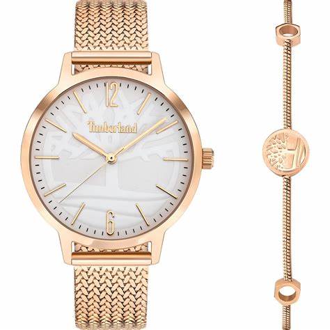 TIMBERLANDTimberland Cranmore Women's Watch Set TDWLG2001451 – Rose Gold - Tone Stainless Steel Case and Mesh Bracelet, White Dial, Matching Bracelet IncludedWATCHESEcecile