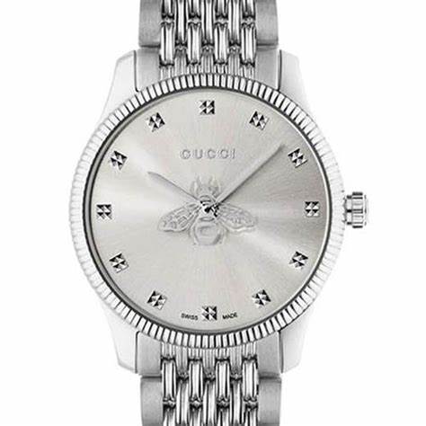 Gucci G-Timeless Slim YA1265019 Reloj Mujer - Esfera plateada, Brazalete acero