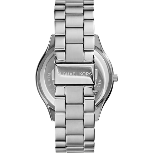 Michael Kors MK3178 Montre Slim Runway pour femme en acier inoxydable de couleur argentée