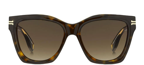Lunettes de soleil yeux de chat pour femme Marc Jacobs MJ 1000/S KRZ/HA - monture havane, verres dégradés marron