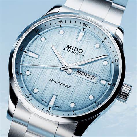 Mido Multifort M Freeze M038.430.11.041.00 Automatic Men's Watch – Ice Blue Dial, Stainless Steel Bracelet