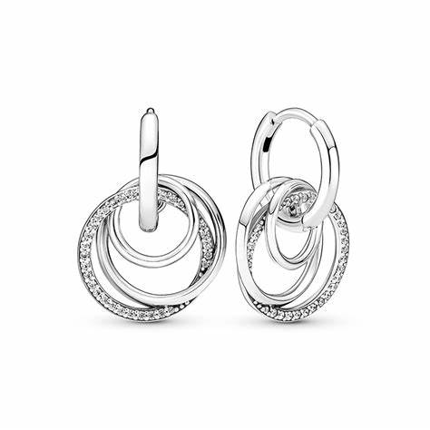 Pandora 291156C01 Familie immer eingekreist Sterling Silber Hoop-Ohrringe