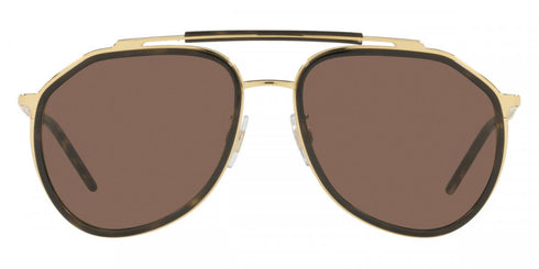 Dolce & Gabbana DG2277 02/73 57 Men's Pilot Sunglasses - Gold/Havana Frame, Dark Brown Lenses