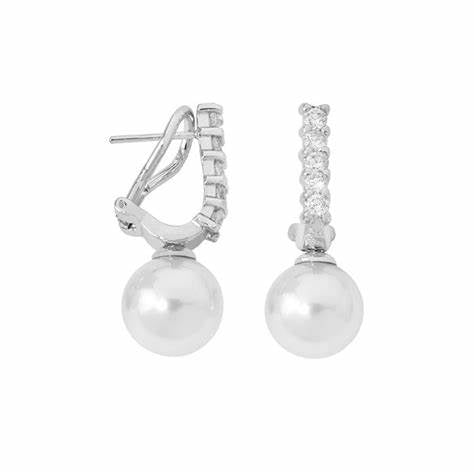Majorica 09510.01.2.907.706.1 Boucles d'oreilles en perles pour femmes - argent sterling, accents de zirconium