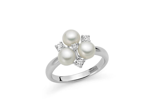 MILUNAMiluna PLI1718 Unica Bouquet Ring - Sterling Silver with Three Oriente Pearls and White TopazJEWELRYEcecile