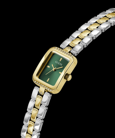 Guess Isla GW0865L6 Women’s 22 mm Quartz Watch – Two‑Tone Steel, Green Dial, Crystal Accent, 3 ATM