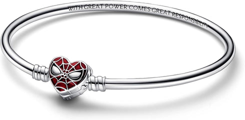 PANDORAPandora Moments Marvel Spider - Man Mask Clasp Bangle 592324C01 - 17 - Sterling Silver, Red Enamel DetailsBIJOUXEcecile