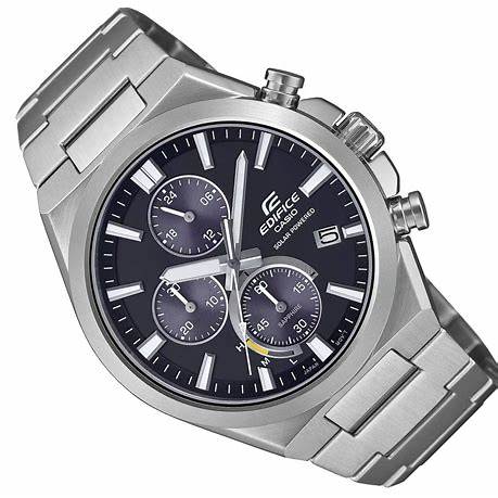 Casio Edifice EFS-S630D-1AVUEF Reloj cronógrafo alimentado por energía solar para hombre - Esfera negra, Brazalete de acero inoxidable