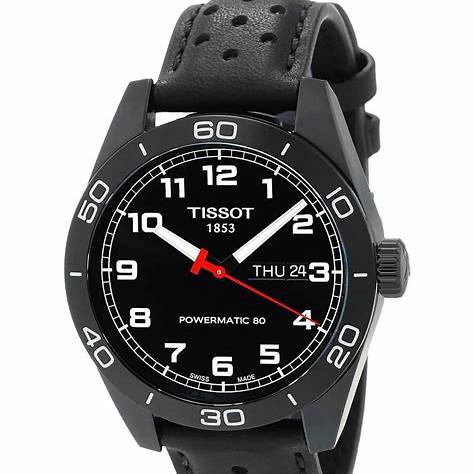 Tissot PRS 516 Powermatic 80 Reloj Hombre - Esfera Negra, Caja PVD Negro, Correa Piel Negra