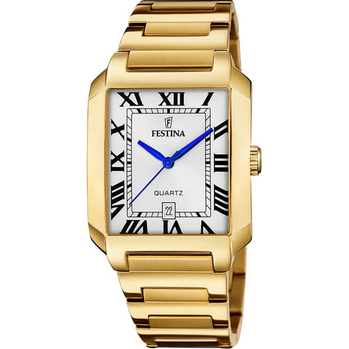 Festina F20678/1 On the Square – 40.5 mm Gold-Tone Rectangular Watch