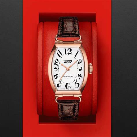 TISSOTTissot Heritage Porto Mechanical Small Lady Watch - White Dial, Rose Gold PVD Tonneau Case, Brown Leather StrapWATCHESEcecile