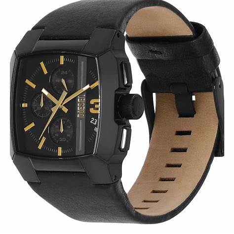 Diesel Cliffhanger Chronograph Men's Watch DZ4645 - 40mm Black Dial, Black Leather Strap