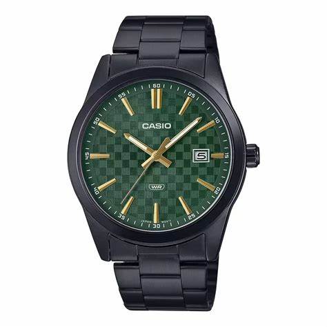 CASIO & VINTAGECasio MTP - VD03B - 3AUDF Men's Watch - Green Dial, Black Stainless Steel BraceletWATCHESEcecile