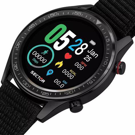 Sector S-02 Unisex Smartwatch - 46mm Alloy Case, Nylon Strap, Heart Rate Monitor, Multi-Sport Modes
