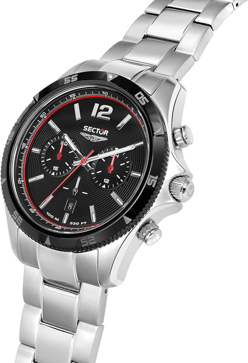 Sector 650 R3273631004 Reloj Cronógrafo - 45mm Esfera Negra, Brazalete Acero Inoxidable