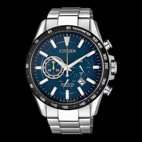 Citizen CA4444-82L Eco-Drive Super Titanium Chronograph – Blue Dial