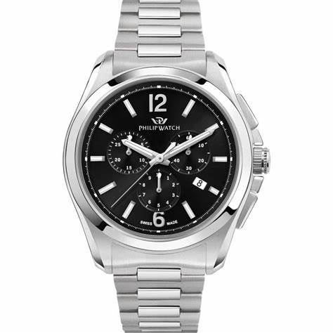 Philip Watch Montre chronographe homme Amalfi R8273618003 - acier inoxydable, cadran noir