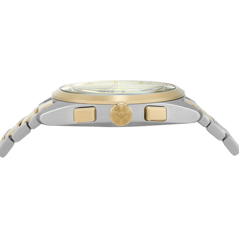Emporio Armani AR11605 Orologio cronografo da uomo - Acciaio bicolore, quadrante crema