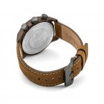 Montre Hommes Timberland TBL14816JLBN07 Henniker II - 46mm - Boîtier acier inoxydable brun, cadran beige, Dual Time, Day-Date, bracelet cuir brun, résistance à l'eau 5 ATM