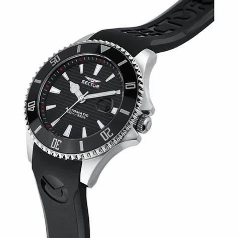 SECTORSector 230 Automatic Men's Watch R3221161002 - Stainless Steel Case, Black Silicone StrapWATCHESEcecile