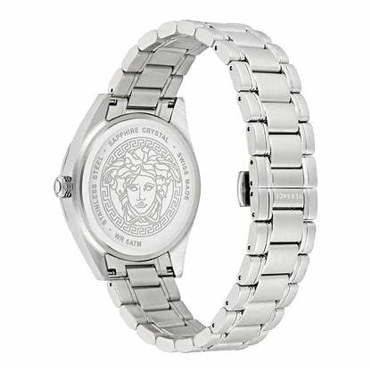 Versace V-Code VE6A00323 Herrenuhr - Edelstahl, schwarzes Zifferblatt, 42 mm