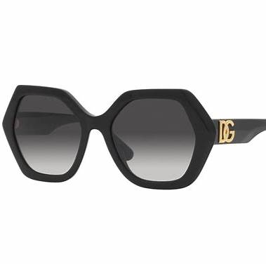 Dolce & Gabbana DG4406 501/8G 54 Gafas de sol geométricas para mujer - montura de acetato negro, cristales degradados grises