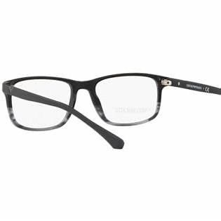 Emporio Armani EA3098 5566 53 Men's Eyeglasses - Matte Black and Striped Grey Frame