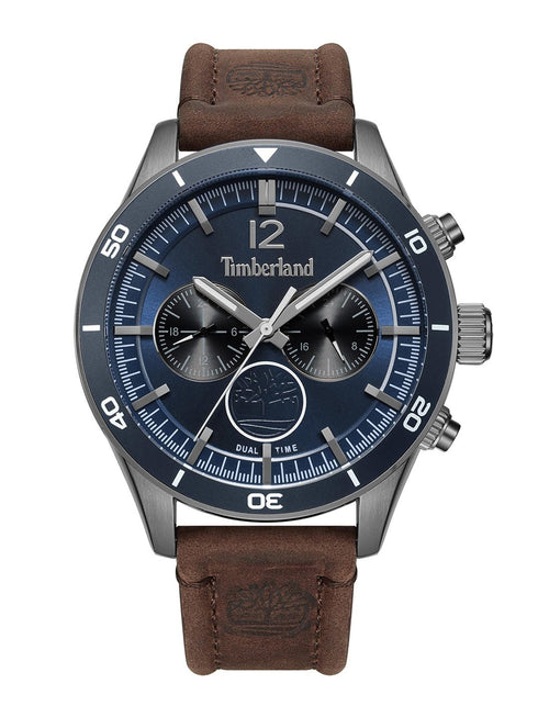 TIMBERLANDTimberland Ashmont Men's Dual - Time Watch TDWGF2230903 – Gray Stainless Steel Case, Brown Leather StrapWATCHESEcecile