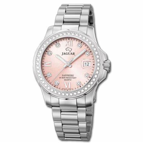 JAGUARJaguar Women's Swiss Quartz Watch - Model J892/2, Stainless Steel, Pink Dial, Crystal AccentsWATCHESEcecile