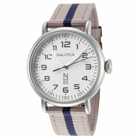 NAUTICANautica NAPWLF921 Unisex Quartz Watch - White Dial, Beige Textile StrapWATCHESEcecile