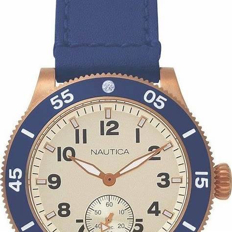 NAUTICANautica NAPHST003 Men's Quartz Watch - Cream Dial, Blue Leather StrapWATCHESEcecile