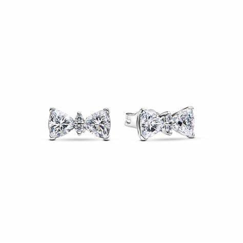 PANDORAPandora 293506C01 Sparkling Bow Stud Earrings - Sterling Silver with Clear Cubic ZirconiaBIJOUXEcecile