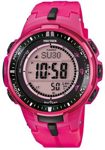 CASIO PRO TREKCasio Pro Trek PRW - 3000 - 4BER Solar Watch - Pink Resin Strap, Triple SensorWATCHESEcecile