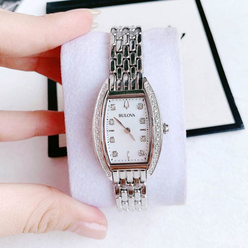 BULOVABulova 96R244 Women's Diamond Watch - White Mother - of - Pearl Dial, Stainless Steel BraceletWATCHESEcecile