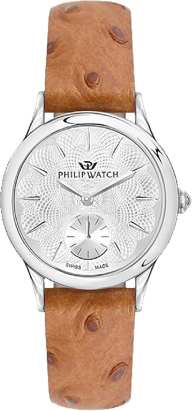 Philip Watch R8251596504 Orologio da donna Marilyn - 31 mm, quadrante argento, cinturino in pelle marrone