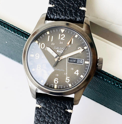 Seiko 5 Sports SRPG41K1 Men's Automatic Watch – Black Dial, Black Leather Strap