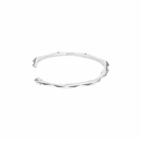 Gucci Link to Love Pulsera de Oro Blanco de 18 Quilates con Tachuelas - 4mm Ancho de Banda