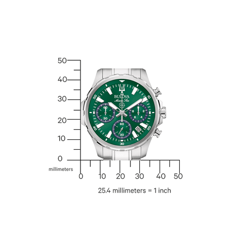 BULOVABulova 96B465 Men's Marine Star Chronograph – Green Dial, 43mm Steel Case, 100m WRWATCHESEcecile