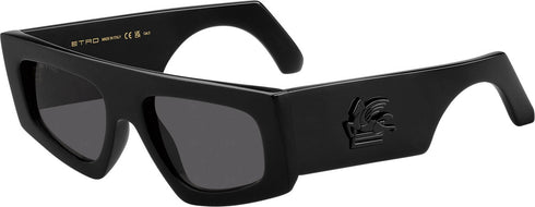 Etro 0032/G/S 807-IR Unisex Rectangular Sunglasses - Black Frame, Gray Lenses