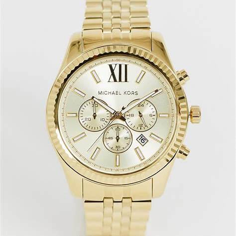 Michael Kors MK8281 Montre chronographe Lexington en acier inoxydable ton or pour hommes