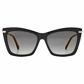 Jimmy Choo SADY/S 807FQ Damen-Sonnenbrille - 56mm, schwarzer und roségoldener Rahmen mit grauen Verlaufsgläsern