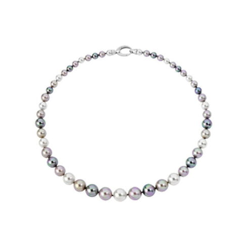 Majorica Galaxia 12112.10.2.021.010.1 Women's Necklace – Rhodium-Plated Silver, Multicolor Simulated Pearls
