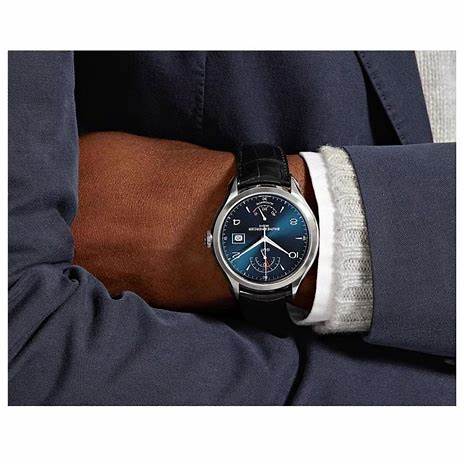 Baume & Mercier Clifton MOA10316 Orologio automatico GMT da uomo - Quadrante blu, cinturino in alligatore nero