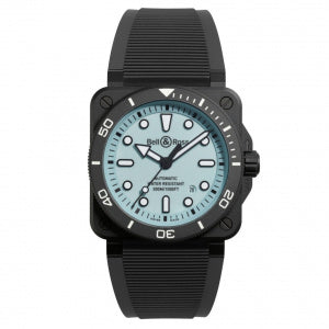 Bell & Ross BR 03 Diver Full Lum Ceramic BR03A-D-LM-CE/SRB - Cassa nera opaca 42 mm, quadrante blu pallido Super-LumiNova