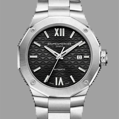 Baume & Mercier Riviera 10621 Orologio automatico da uomo - Quadrante nero, bracciale in acciaio inossidabile
